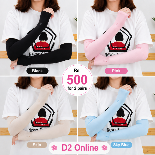 Premium Cooling Ice Silk Arm Sleeves (2 Pairs) | UV Protection | Summer Hand Cover